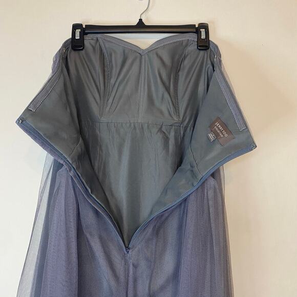 Jenny Yoo Annabelle Convertible Gray Maxi Formal Prom Ball Gown Dress Size 8 - Picture 13 of 16